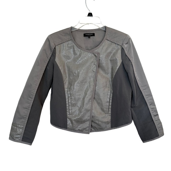 Lafayette 148 New York Size 6 Linen Blend Gray Pockets Faux Snake Print Jacket - Picture 15 of 16